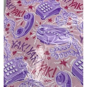 Vintage 80s 1980s Gift Wrapping Paper NOS Telephones Dead Tech Girls Pink Purple